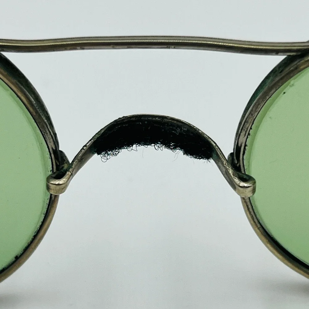 VTG MOA Round Green Safety Glasses Steampunk Industrial Side Shield Wire